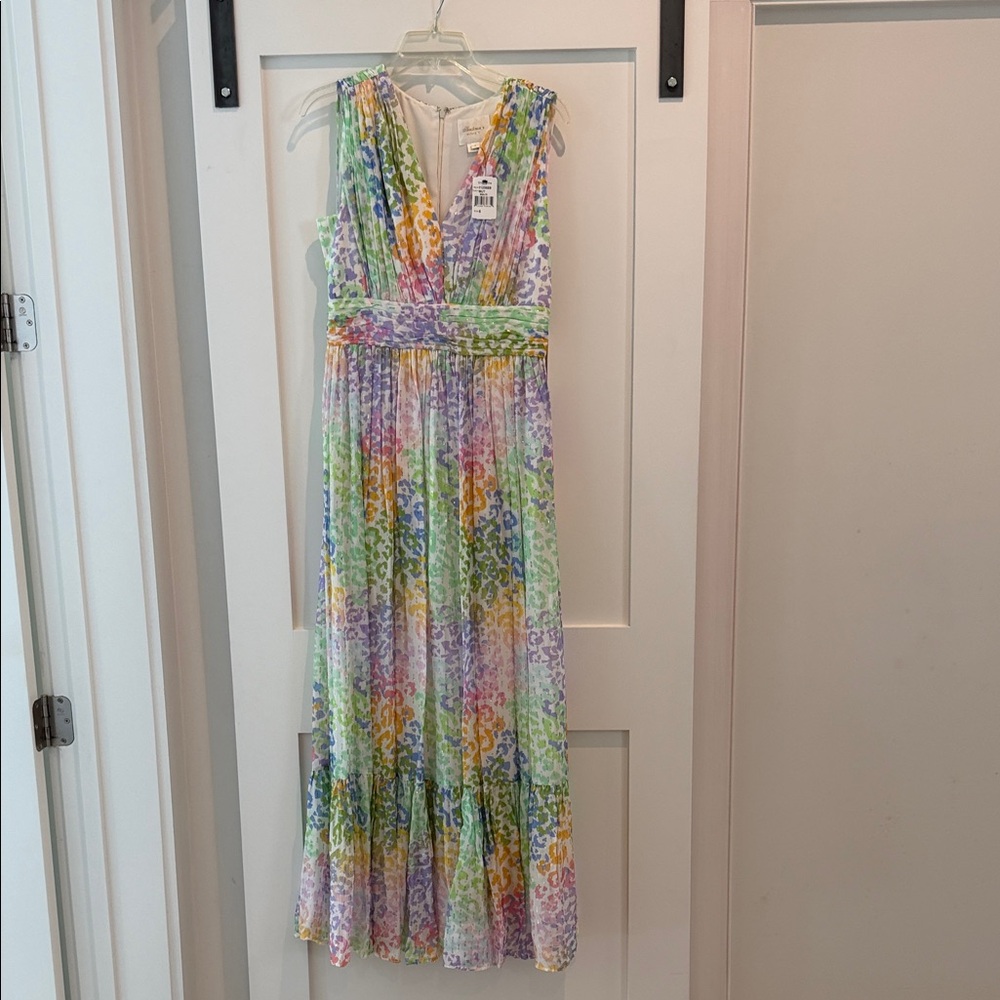 Shoshanna Pastel Multicolor V-Neck Maxi Dress